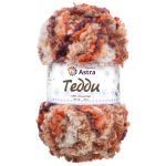 Пряжа Astra Premium (Астра Премиум) Тедди букле / уп.1 мот. по 150 г, 35 м, 11 оранжево-бежевый принт