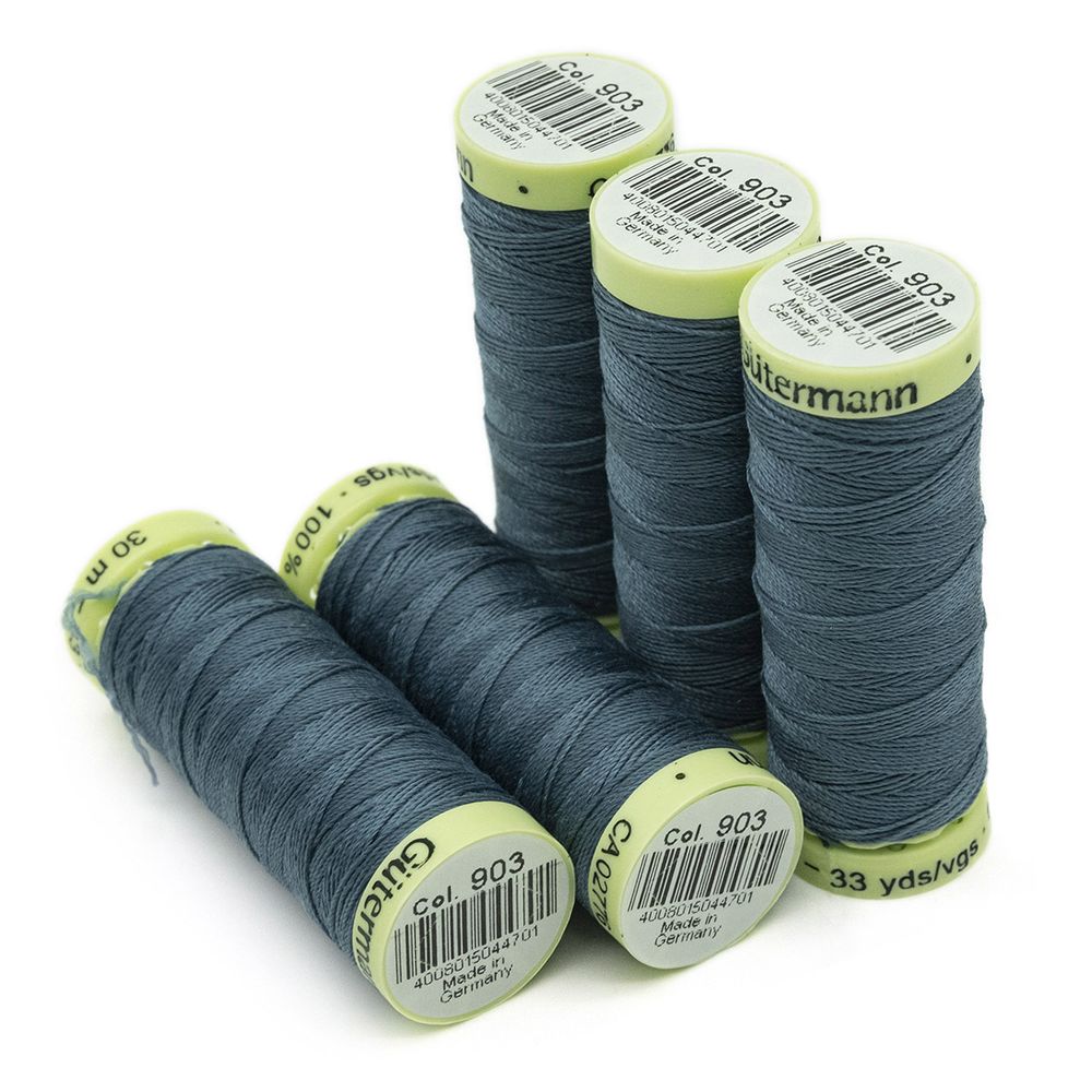 Нитки отделочные Gutermann Top Stitch, 30м, 903 серо-бирюзовый, 5 катушек