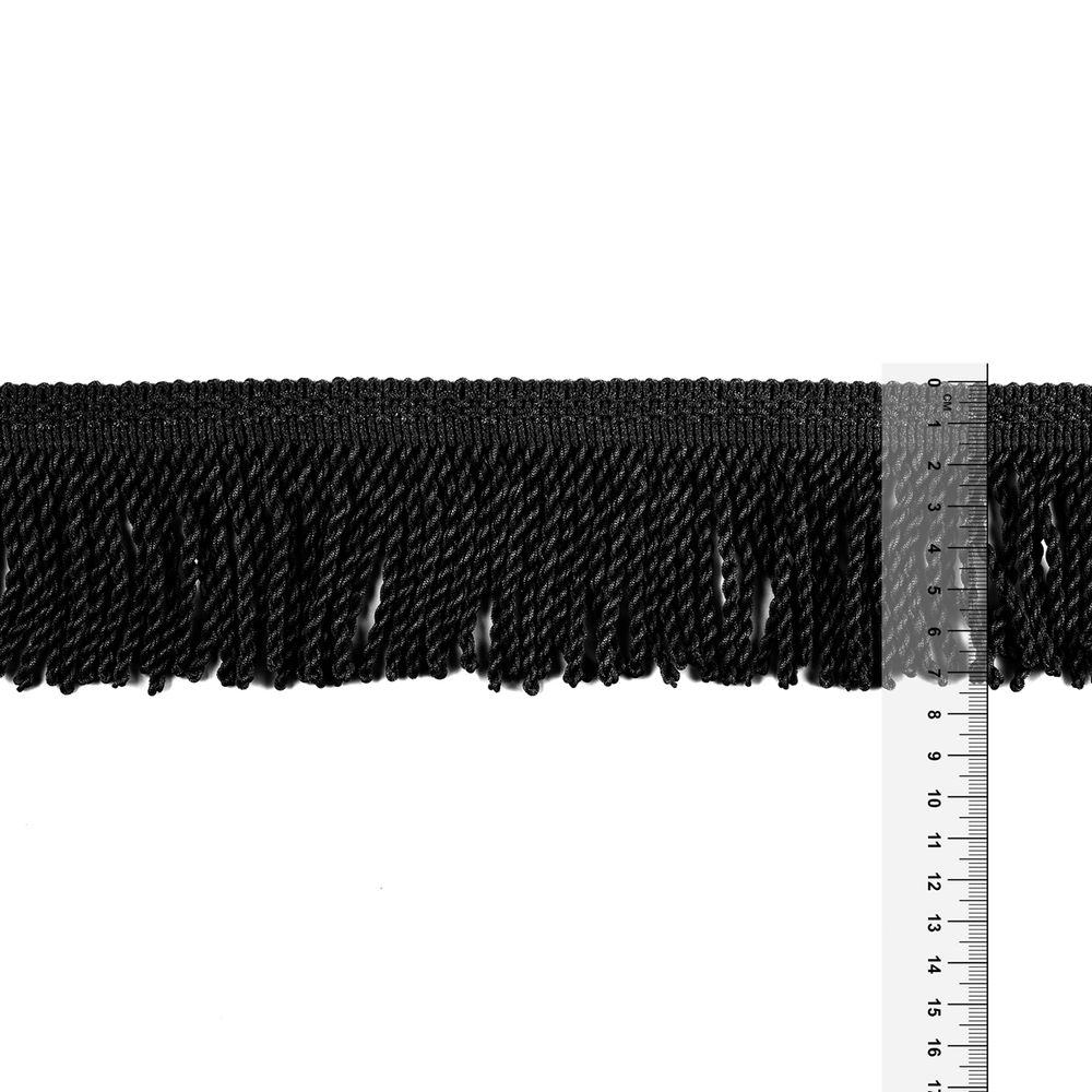 Бахрома отделочная 75.0 мм / 25 метров, витая, 115 черный, Gamma 565