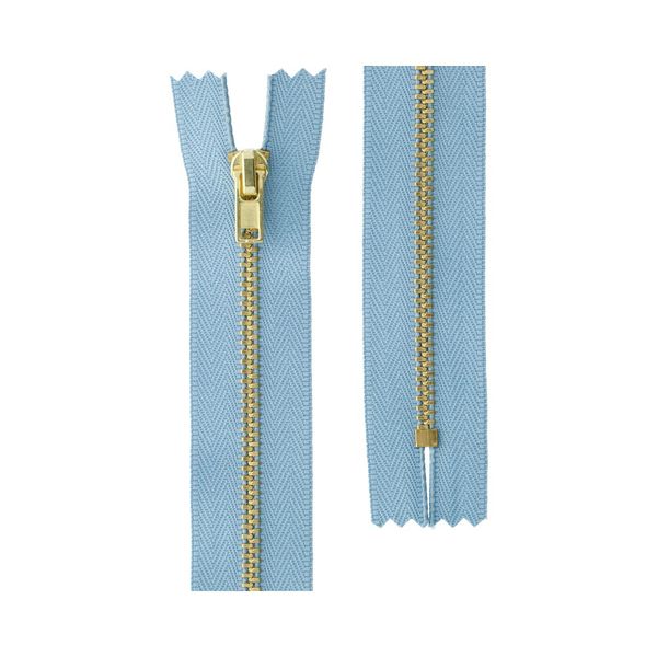 Молния металл джинсовая Т3 (3 мм) 1 зам., н/раз., 18 см, под латунь, 178 голубой, JIN 3L Gamma, 10 шт