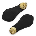 Фурнитура застежка для кардигана кожаная №5 черная 21,5см (золото), 2 шт