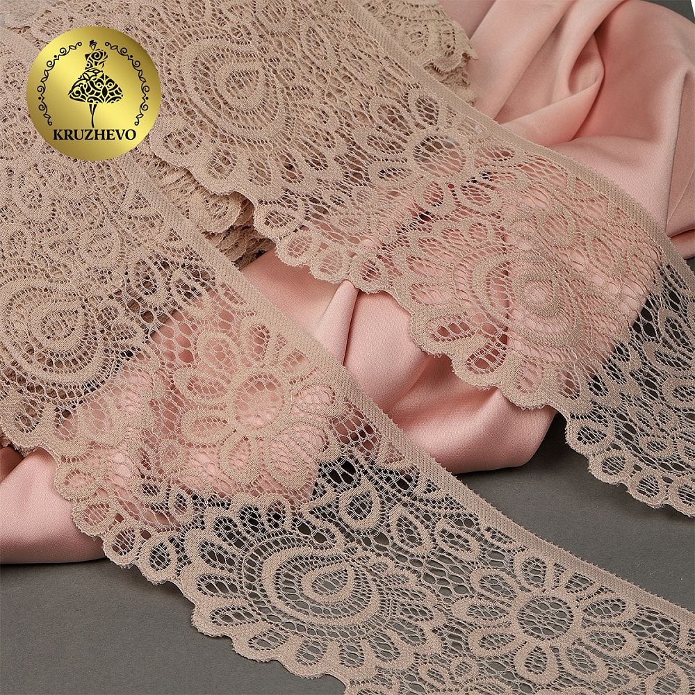 Кружево стрейч (эластичное) 90 мм / 3 метра, TBY.YSTL00839/N, цв.168 серебристый пион, Kruzhevo