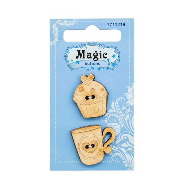 Украшения декоративные пуговицы Чаепитие, 2 шт, Magic Buttons BBL016-MX-P