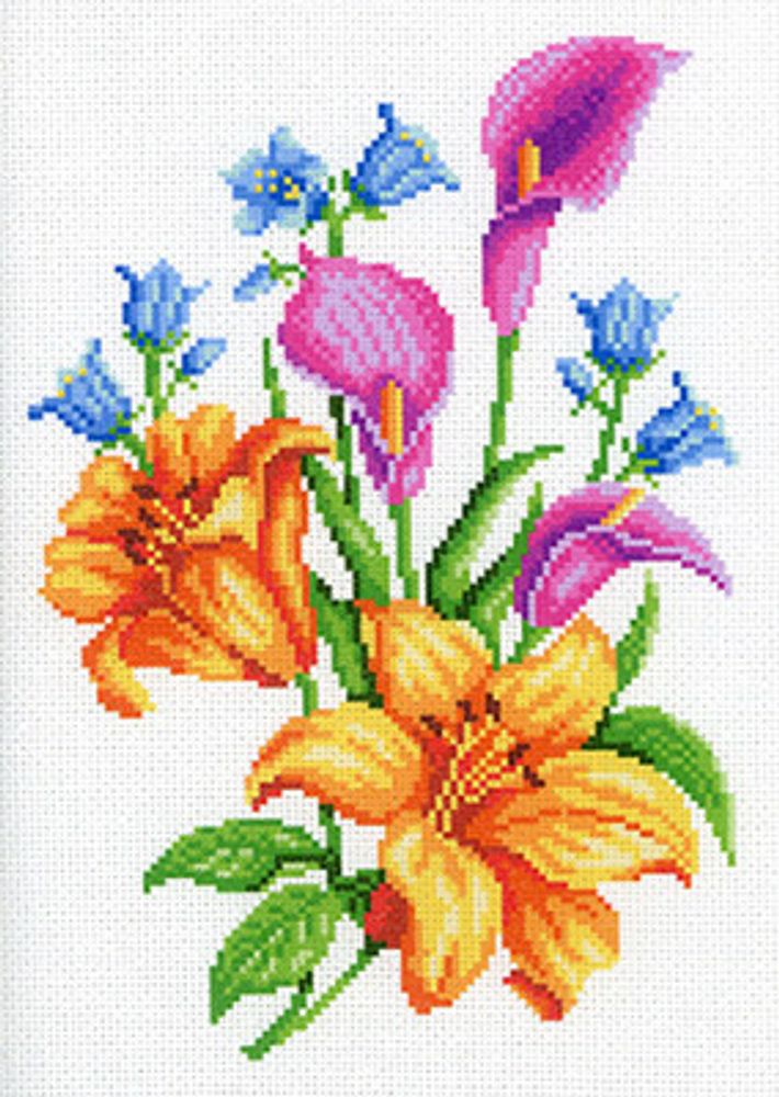 Набор для вышивания нитками МП Студия, Летний букет, 30х40 см