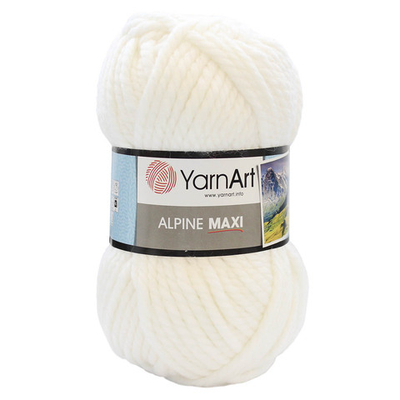 Пряжа YarnArt (ЯрнАрт) Alpine Maxi / уп.2 мот. по 250 г, 105м, 676 белоснежно-белый