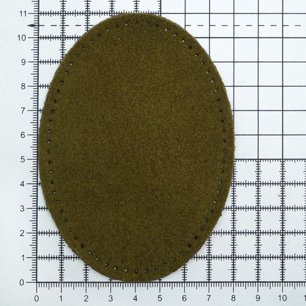 Заплатки пришивные из замши, овал 8х10,9см с перфорацией, 2 шт, 100% кожа, 33 хаки, 59124