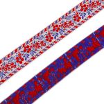 Лента (тесьма) жаккардовая 32.0 мм / 25±1 метров, рис. 9448 Калинка, (11 красный/голубой на белом) С1853Г17