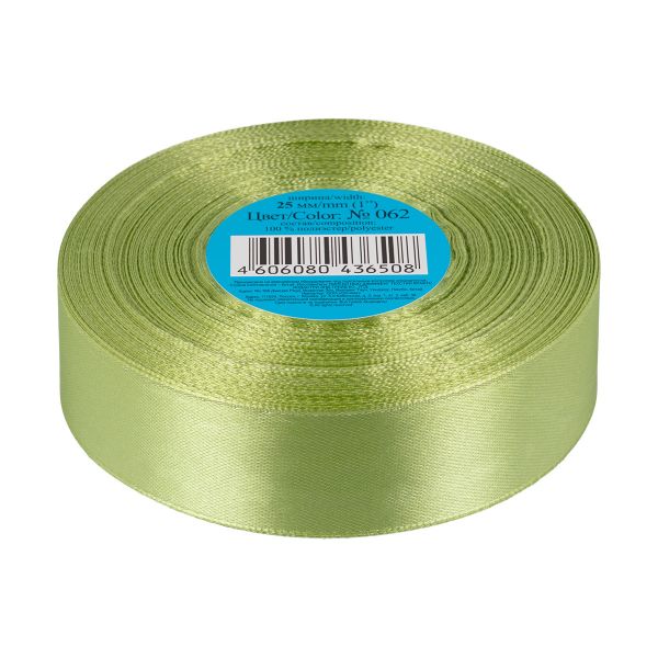 Лента атласная 1-сторонняя 25.0 мм / 33±2 метра, 062 бл.зеленый, Gamma