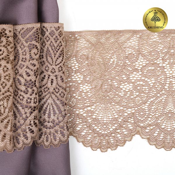 Кружево эластичное (стрейч) 110 мм / 25 метра, TBY.40992PP, цв.L30 кофе с молоком, Kruzhevo