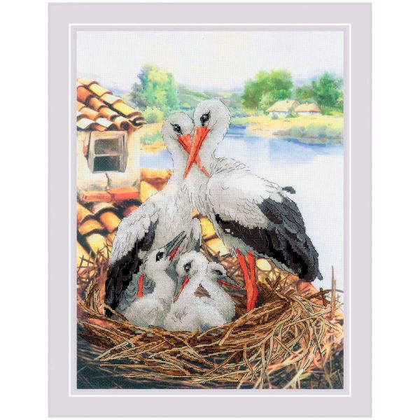 Частичная вышивка Риолис Семейство аистов 30х40 см, РТ-0088