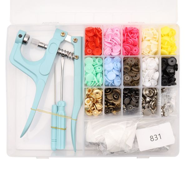 Сет №6 пластиковая и металл фурнитура в ассортименте и ручной пресс для установки, New Star