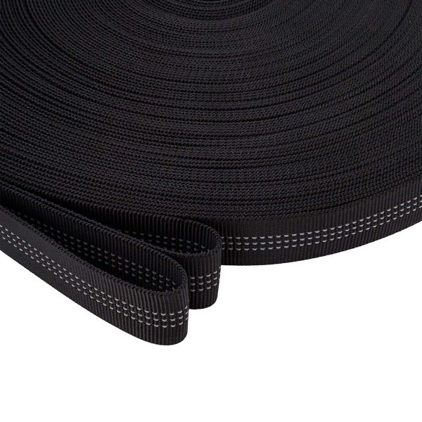 Стропа (ременная лента) 24 мм / 45.72 метра, [25.10 г/пог.м], со светоотражающими полосками, 01 черный, 3Al355