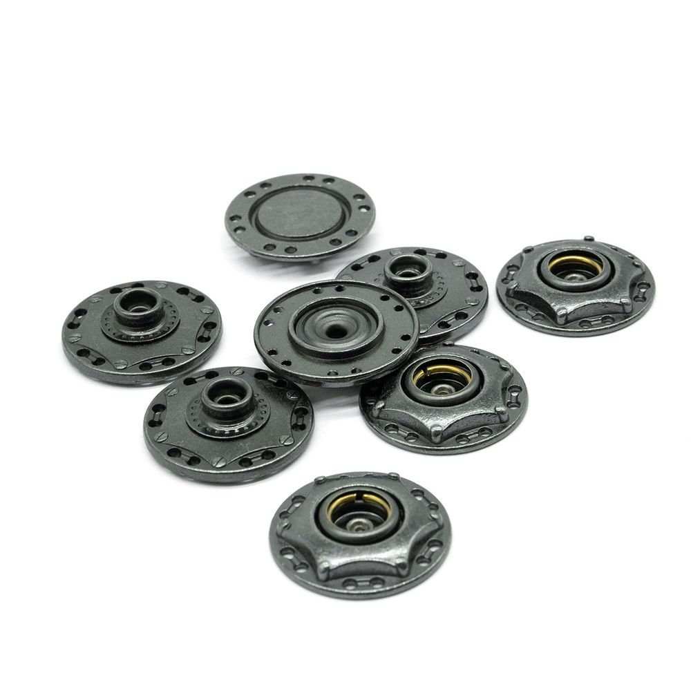 Кнопка пришивная металл ⌀24.0 мм, чер.никель, 4 шт