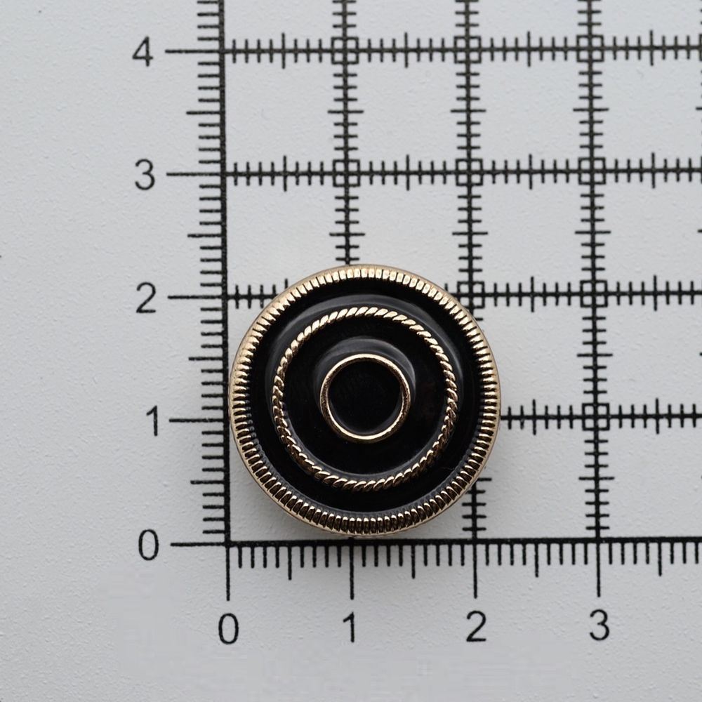 Пуговицы на ножке 36L (23мм), металл (Black/G черный с золотом), 36 шт, ME 644