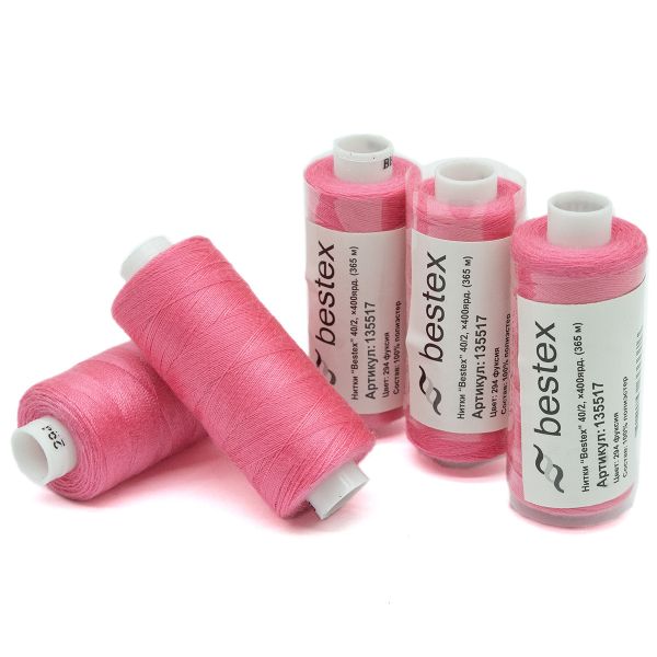 Нитки швейные бытовые Bestex 40/2, 365 м (400 ярд) / 10 кат., 294 розовый