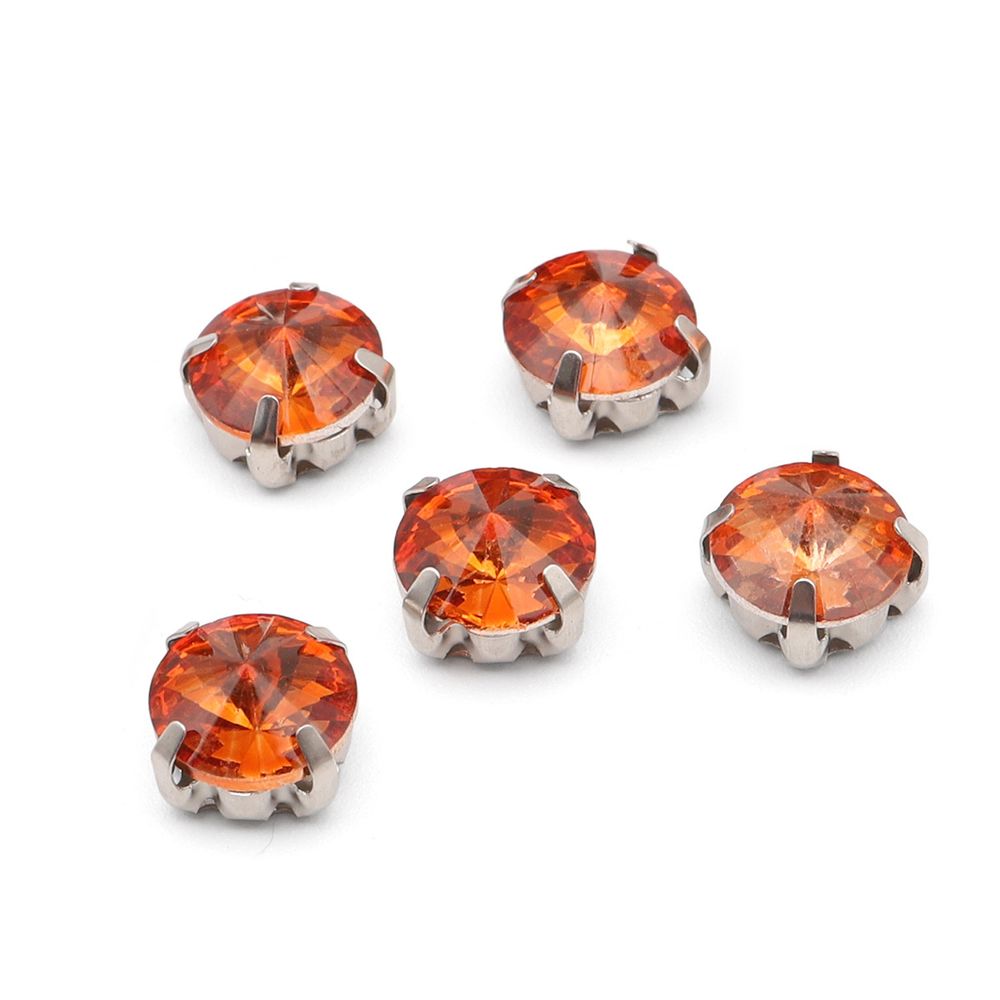 Хрустальные стразы в цапах круглой формы, рыжий 8 мм, 10 шт. Astra&Craft, РЦ006НН8