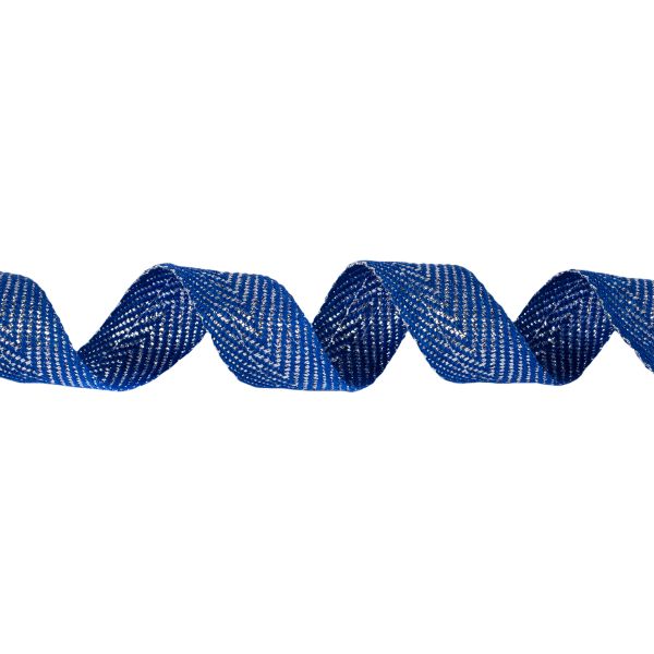 Тесьма (лента) киперная (100% х/б) с люрексом 20 мм / 25 метров, синий/серебро, Gamma С3868Г17