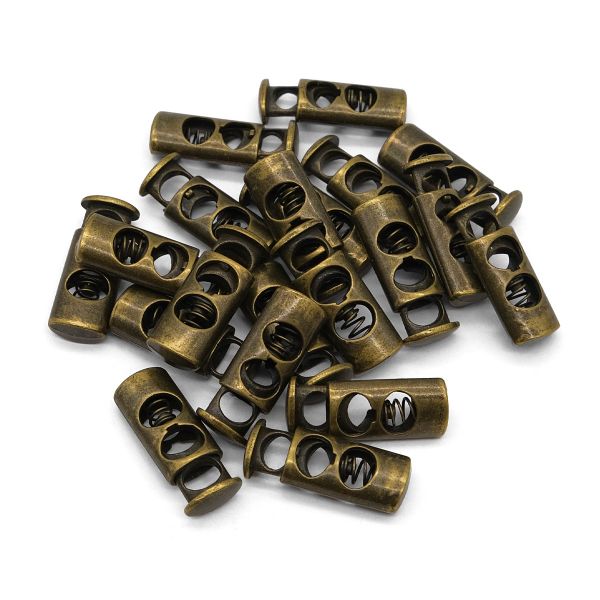 Фиксатор (зажим) для шнура металл 2 отв. ⌀4,4 мм, 23х8 мм, металл (латунь), 20 шт