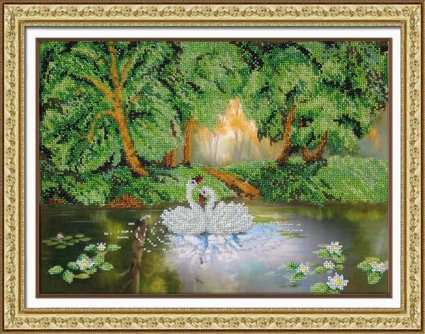 Набор для вышивания бисером Паутинка, Лесное озеро 27х38 см