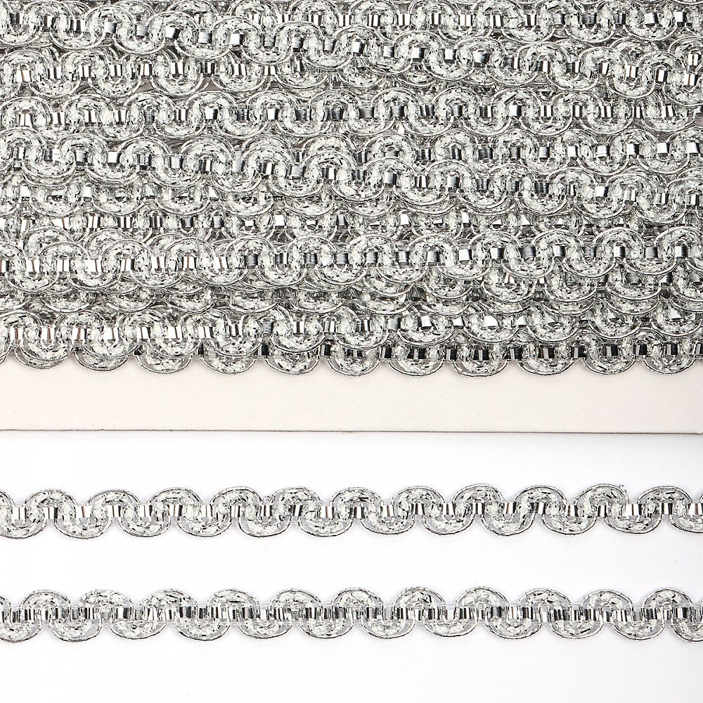 Тесьма отделочная 10 мм / 13.71 метров, TBY 918 цв.серебро