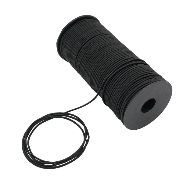 Резинка шляпная (шнур эластичный) ⌀2.5 мм / 100 метров, С580 - черный