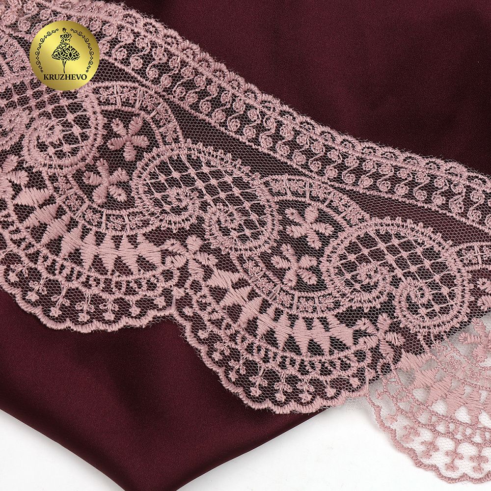 Кружево на сетке 90 мм, 40475, цв.N6615 розовая пудра уп.13.7м, Kruzhevo