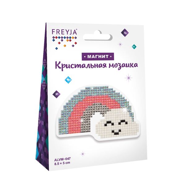 Алмазная (кристальная) мозаика Фрея, магнит Радуга, 8,5х5,5 см