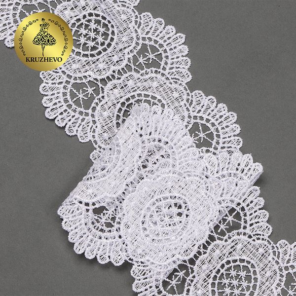 Кружево гипюр (плетёное) 90 мм, диз. 120, цв.1 белый, уп. 9 м, Kruzhevo