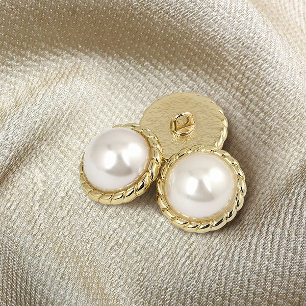 Пуговицы металлические на ножке 28L-18 мм, С-MP30 цв.золото/перламутр, 10 шт