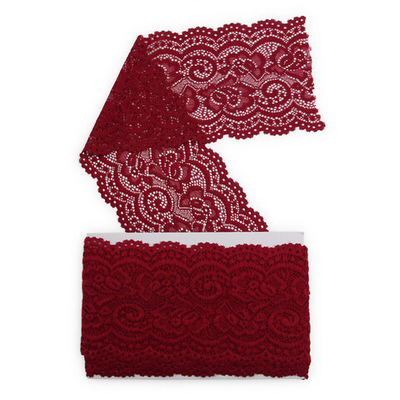 Кружево эластичное (стрейч) 100 мм / 3 метра, C520 темно-красный