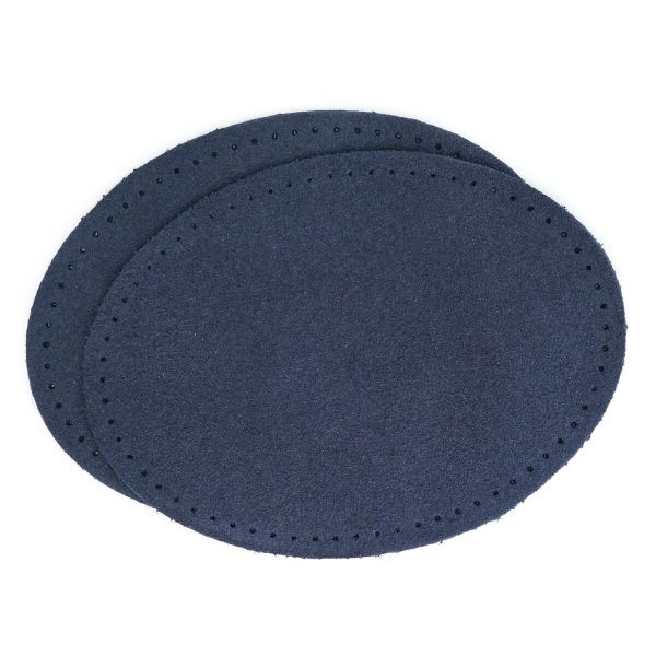 Заплатки пришивные из замши, овал 8х10,9см с перфорацией, 2 шт, 100% кожа, 22 темно-синий, 59124