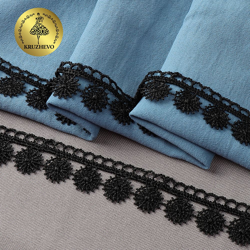 Кружево гипюр (плетёное) 20 мм / 13.71 метров, TBY.8GB0730, цв.черный