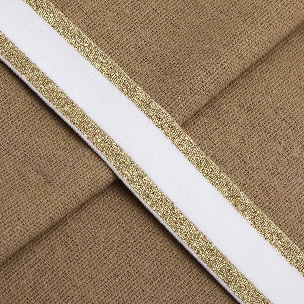 Резинка декоративная металлик 24.0 мм / 25 метров, белый/золото, S090299