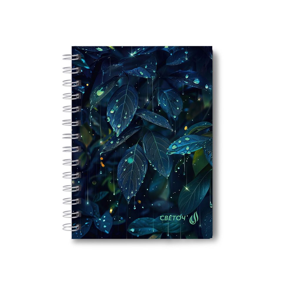 Записная книжка с твердым переплетом, глянцевая ламинация, на гребне A6 120 л. 4 шт клетка, Мелодия дождя 01591, ЗК226 Светоч