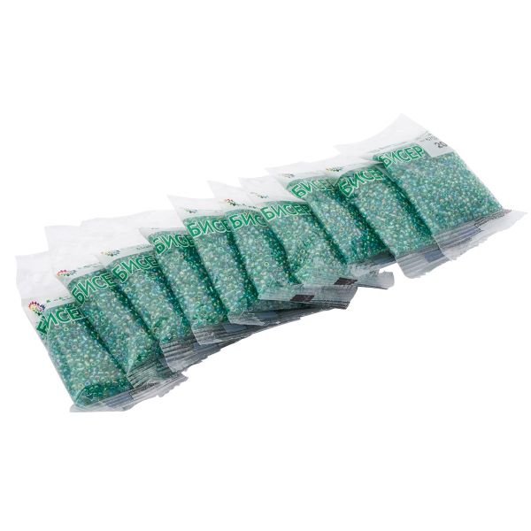 Бисер Astra&Craft 11/0 (2.1 мм), 200 г (10х20 г), цв. 180А св. бирюзовый/прозрачный радужный