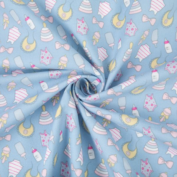 Ткань для пэчворка Peppy Молочные сны фланель, отрез 100х110 см, 175 г/м², МС-16 голубой, Peppy