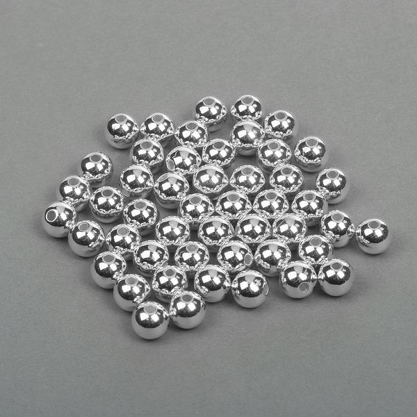 Бусины пластик ⌀10 мм, цв.серебро уп.50 г, Magic4Hobby