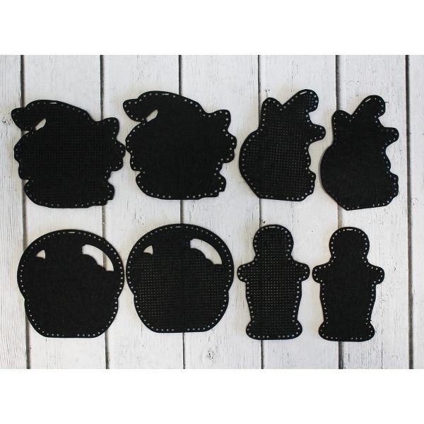 Набор для вышивания нитками МП Студия, на фетре Хэллоуинские топперы 7х7,7х5,7х4,7х7см