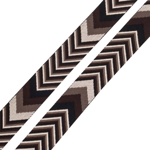 Стропа (ременная лента) 38 мм / 45.72 метра, [38.82 г/пог.м], с принтом 2-сторонняя, D159 коричневый/бежевый, 3Al354