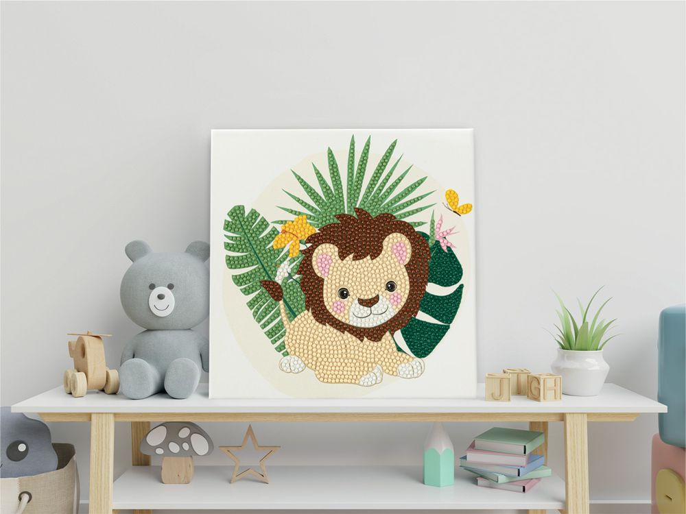 Алмазная (кристальная) мозаика Фрея ALBP-307, постер Милый львёнок, 20х20 см