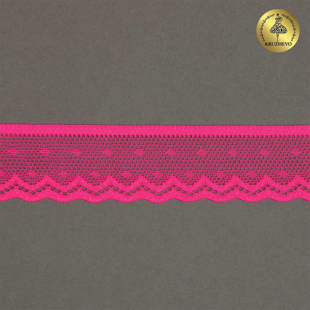 Кружево эластичное (стрейч) 25 мм, 8028, цв.A1402 розовый неон уп.50м, Kruzhevo