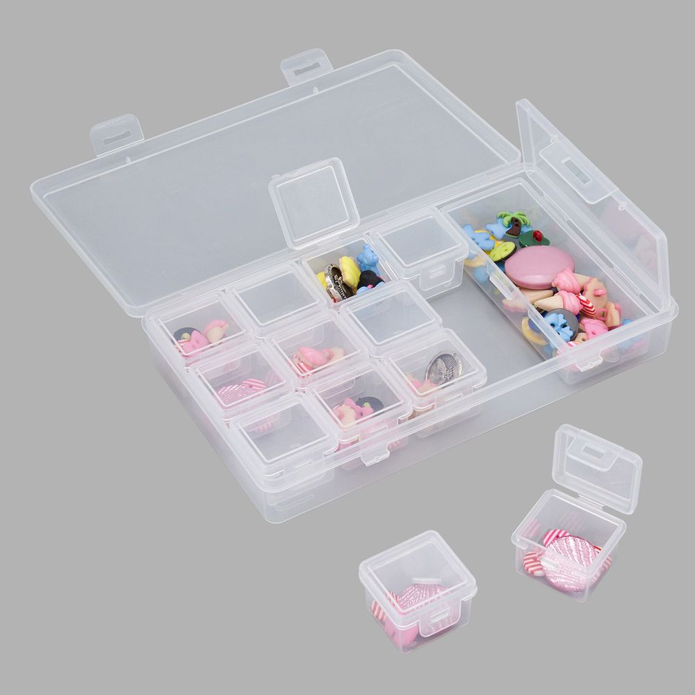 Контейнер для хранения мелочей 19.4х11.3х3 см, 13 штук ассорти в боксе