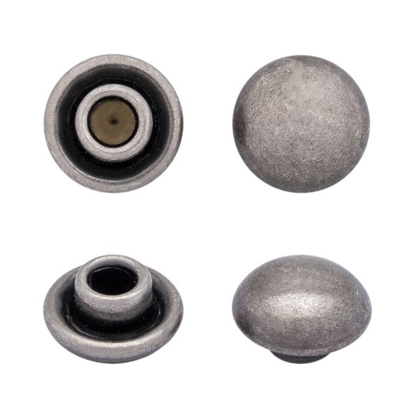 Хольнитены джинсовые ⌀7мм Полусфера цв.металл (без гвоздя), темное серебро BIG, 53334, 100 шт