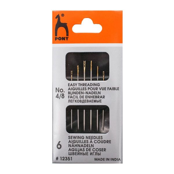 Иглы ручные с упрощенным вдеванием №4/8, 6 шт, Pony