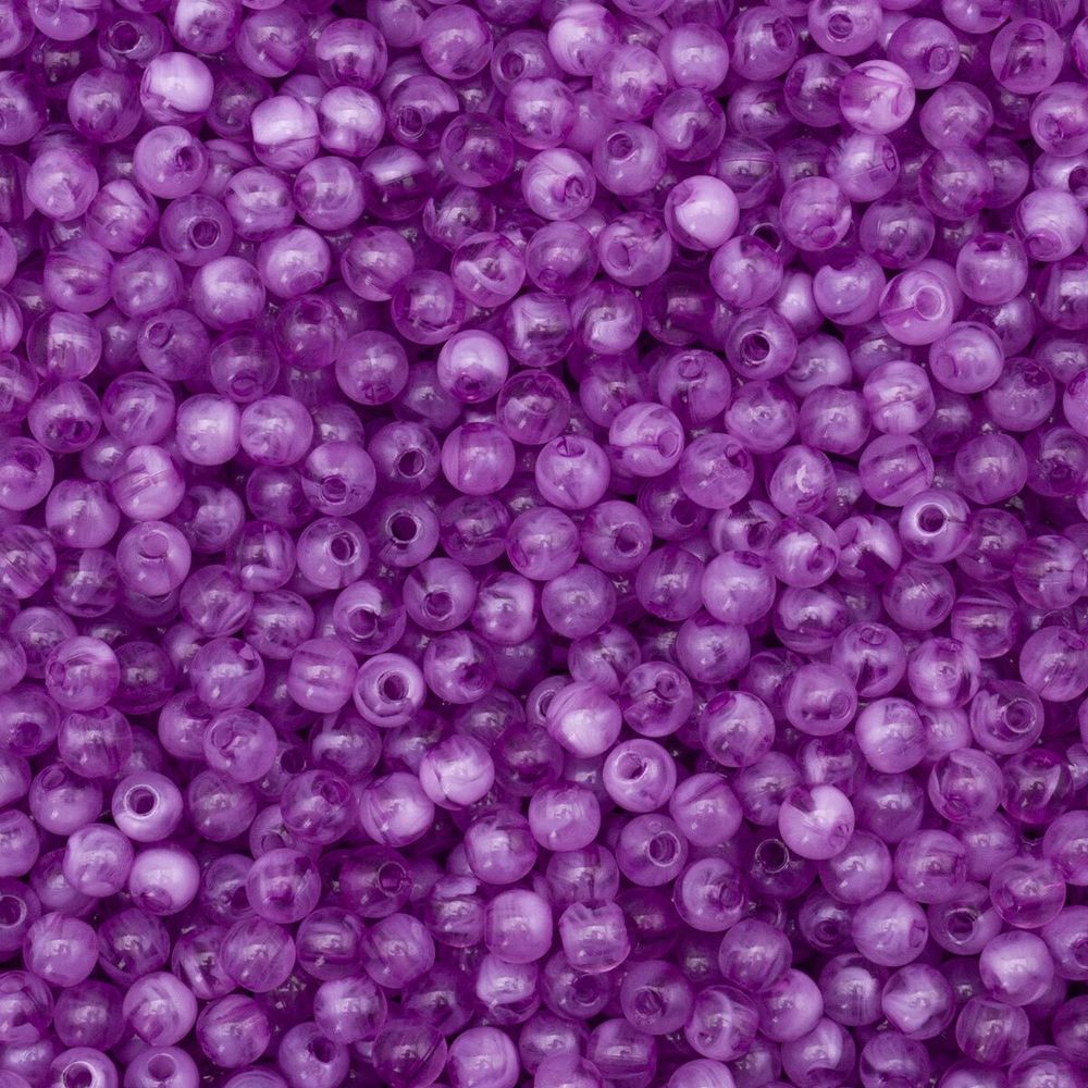 Бусины пластик ⌀6 мм, 500 г, полупрозначные, 024 фиолетовый, 7728460