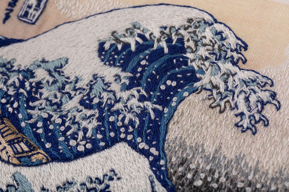 Набор для вышивания нитками Panna, Живая картина. Большая волна в Канагаве, 15х10 см