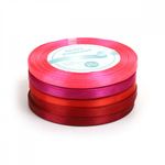 Лента атласная 1-сторонняя 6.0 мм / 5 шт по 22.5±1 метра, набор Оттенки красного, Magic4Hobby