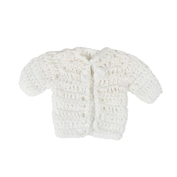Кофта вязаная мини (ручная вязка), ширина 8см длина 9см рукав 5см цв.белый
