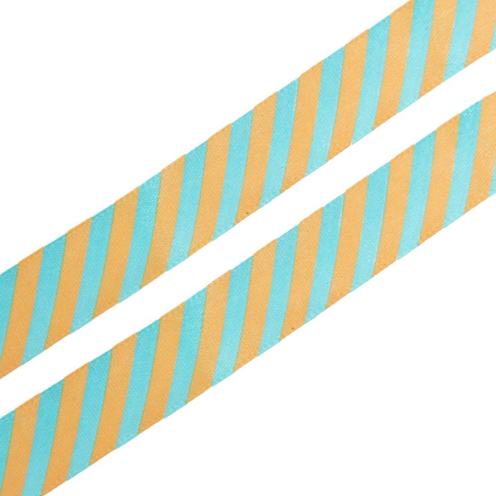Лента атласная с рисунком 15.0 мм, Диагональ, 3м (желто-голубой)