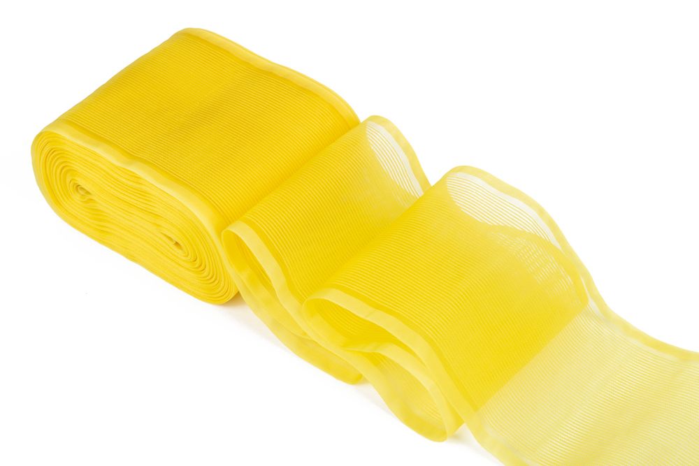 Лента капроновая (органза) для бантов 75-80.0 мм / 25±1 метров, желтый, Gamma С 3622, Gamma С 3622